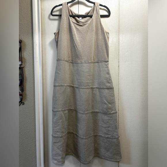 J. Jill Midi Linen Dress Pockets Size Small Tall - Picture 2 of 11